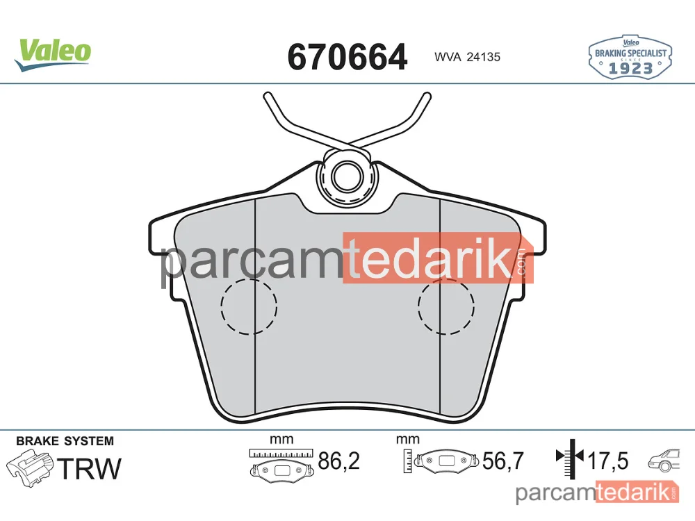 670664 | Fren Balatası (Arka) — Peugeot 407, Peugeot 407 SW, Citroen C5 III